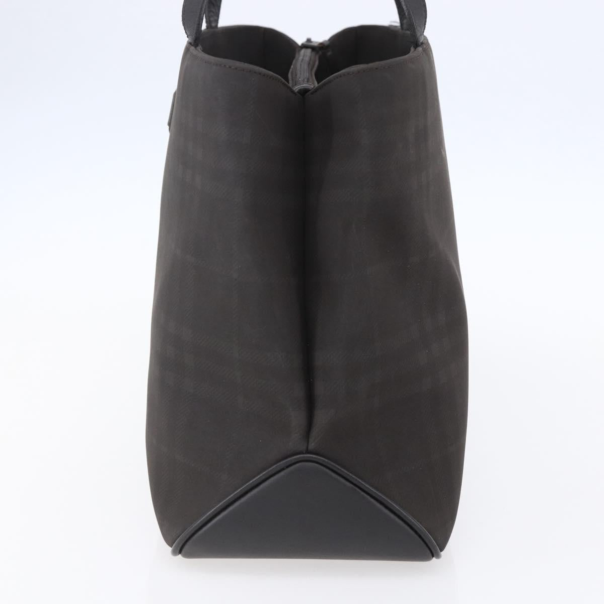 BURBERRY Nova Check Hand Bag PVC Brown Silver Auth 152155