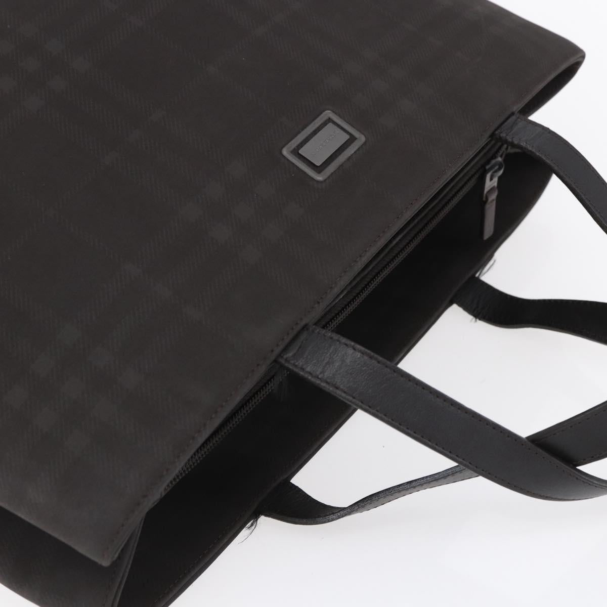 BURBERRY Nova Check Hand Bag PVC Brown Silver Auth 152155