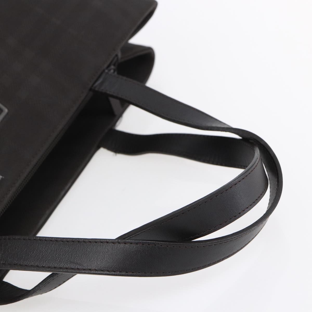 BURBERRY Nova Check Hand Bag PVC Brown Silver Auth 152155