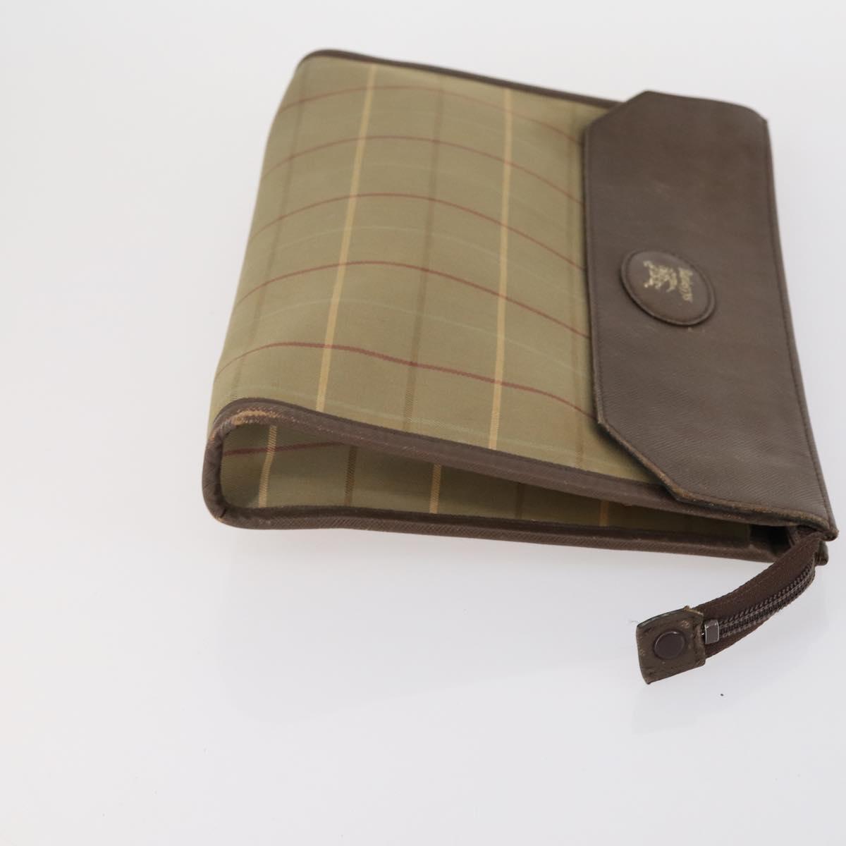 BURBERRY Nova Check Clutch Bag Canvas 2 Set Beige Auth 152161