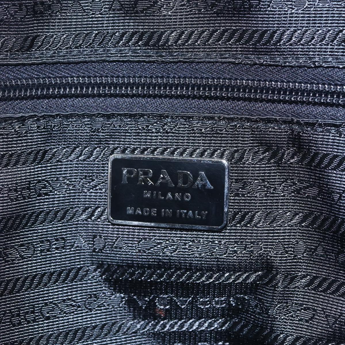 PRADA Shoulder Bag Nylon Leather Black Silver Auth 152167