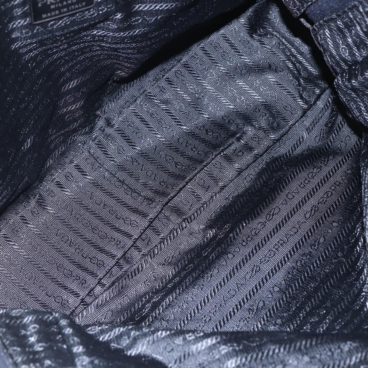 PRADA Shoulder Bag Nylon Leather Black Silver Auth 152167