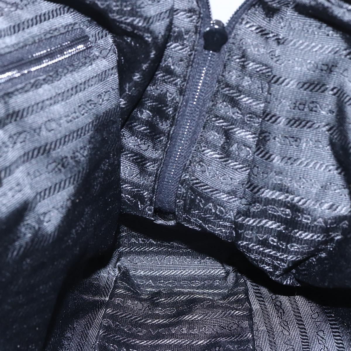 PRADA Shoulder Bag Nylon Leather Black Silver Auth 152167