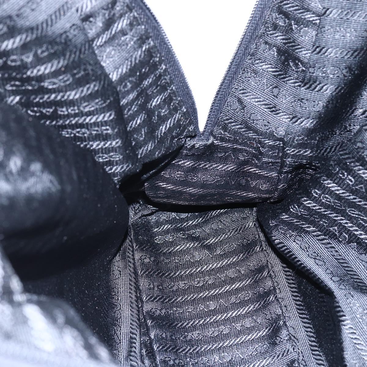 PRADA Shoulder Bag Nylon Leather Black Silver Auth 152167