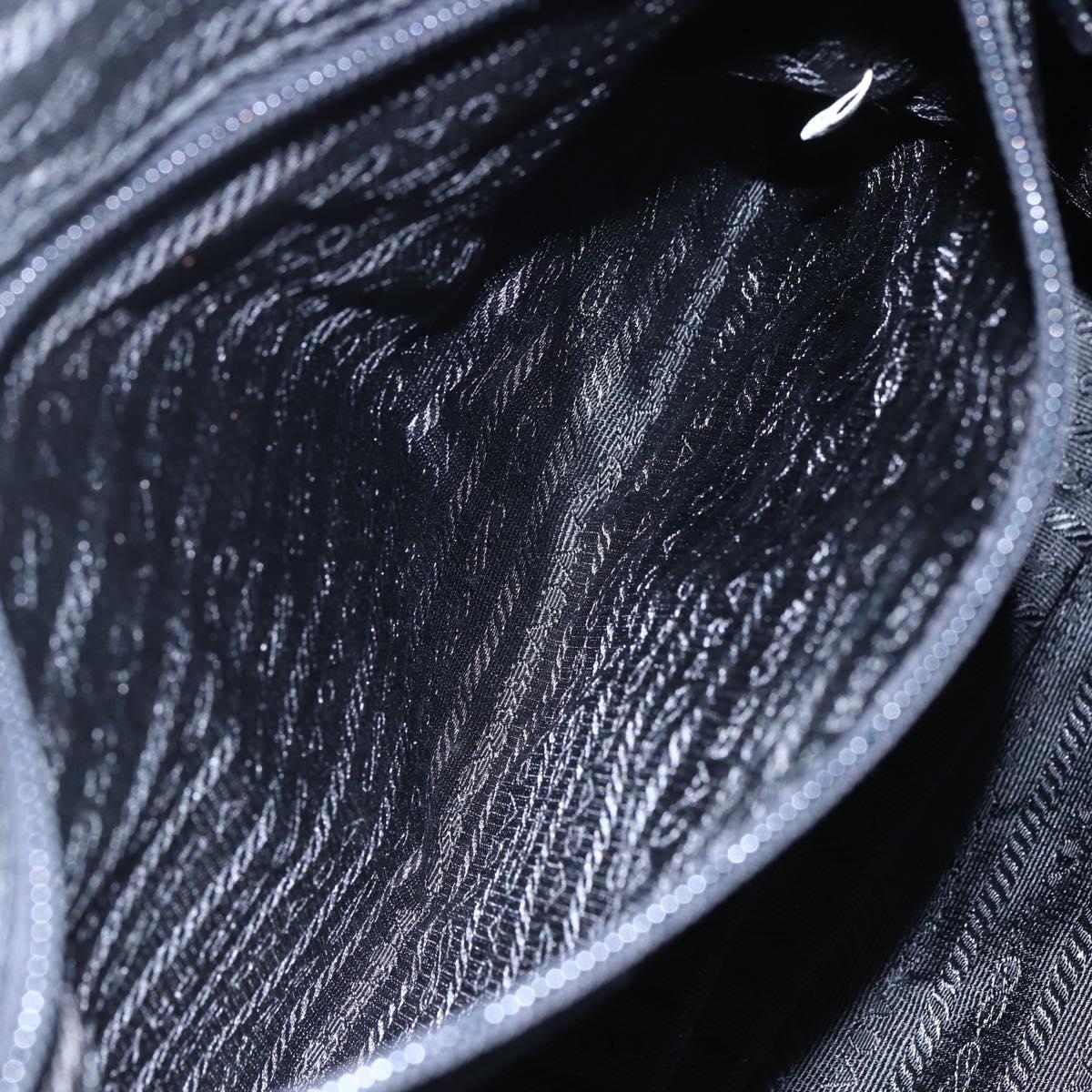 PRADA Shoulder Bag Nylon Leather Black Silver Auth 152167