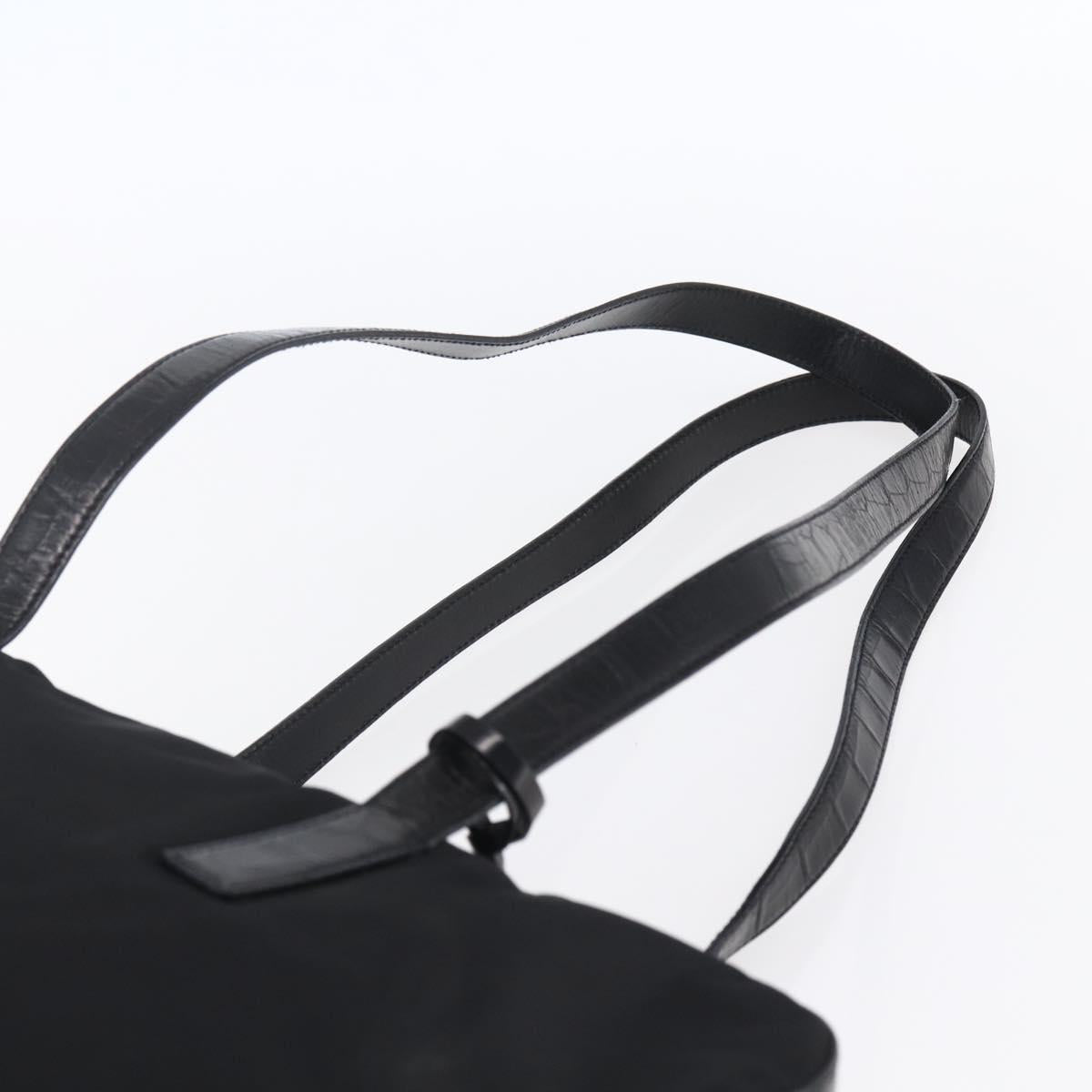 PRADA Shoulder Bag Nylon Leather Black Silver Auth 152167