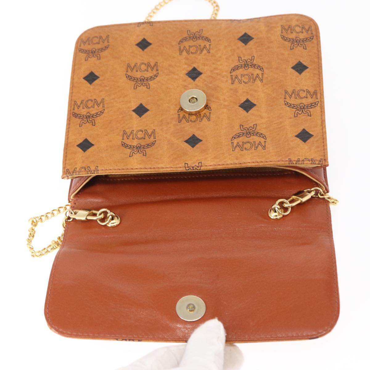 MCM Logogram Vicetos Shoulder Bag PVC Leather Brown Gold Auth 152173