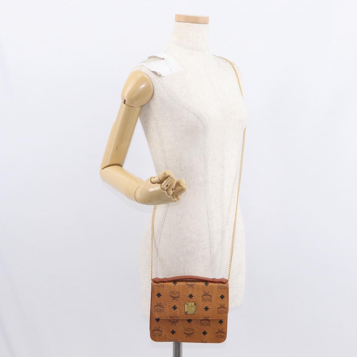 MCM Logogram Vicetos Shoulder Bag PVC Leather Brown Gold Auth 152173A