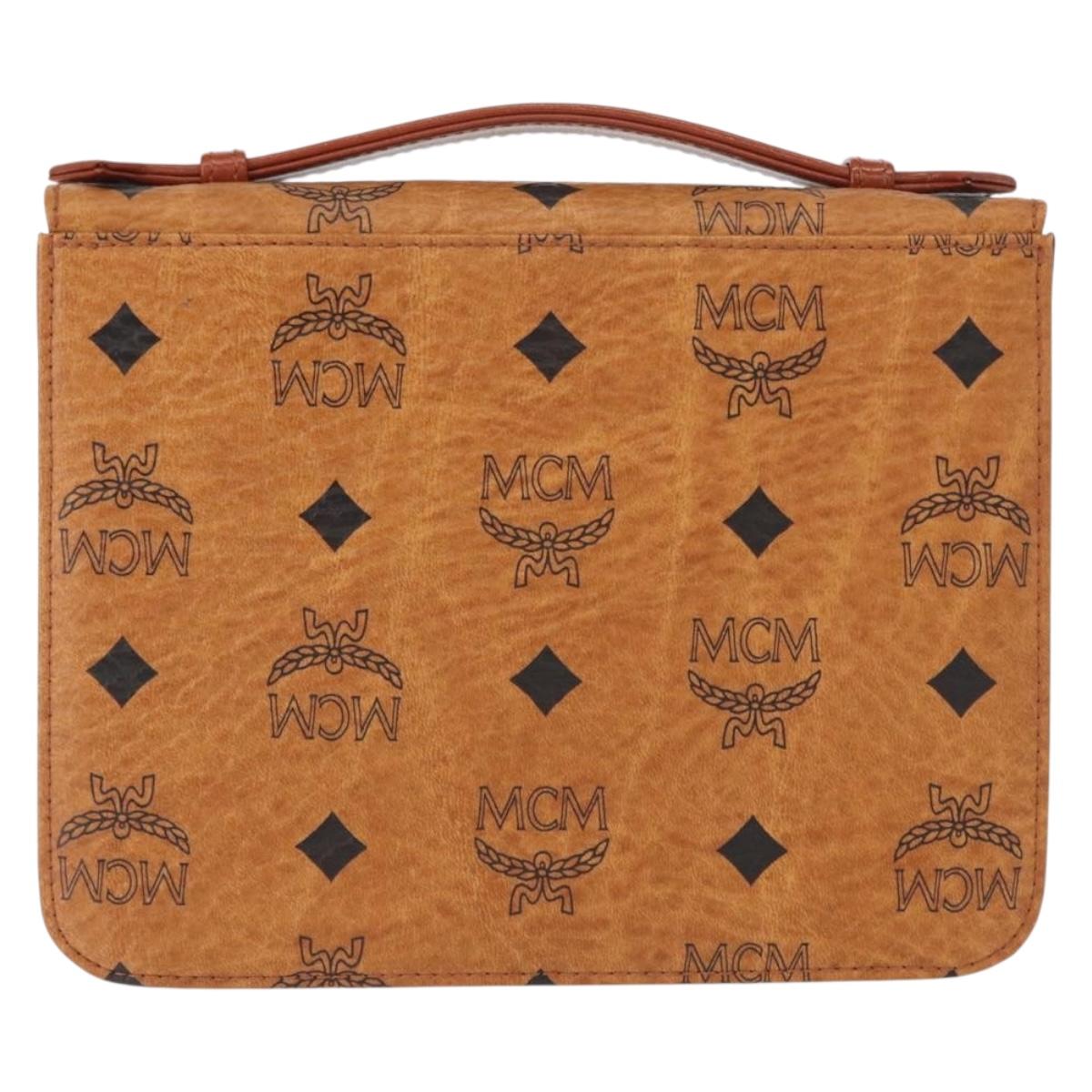 MCM Logogram Vicetos Shoulder Bag PVC Leather Brown Gold Auth 152173A