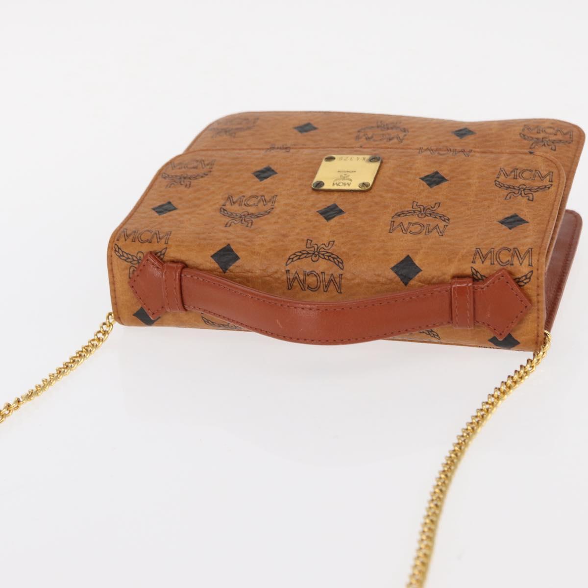 MCM Logogram Vicetos Shoulder Bag PVC Leather Brown Gold Auth 152173A