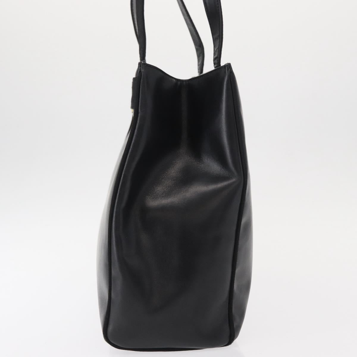 Salvatore Ferragamo Shoulder Bag Leather Gold Black Auth 152176