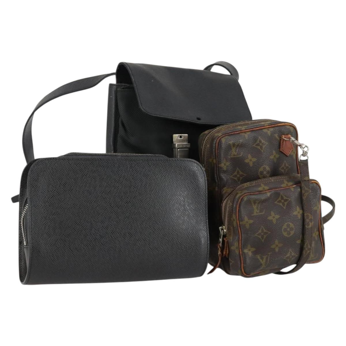 LOUIS VUITTON Monogram Taiga Shoulder Bag 3 Set Epicea LV Auth 152178