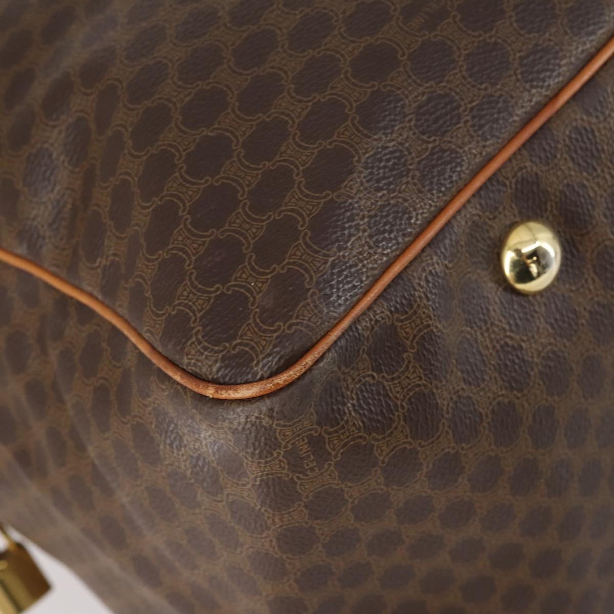 CELINE Macadam Canvas Boston Bag PVC 2way Brown Gold Auth 152179