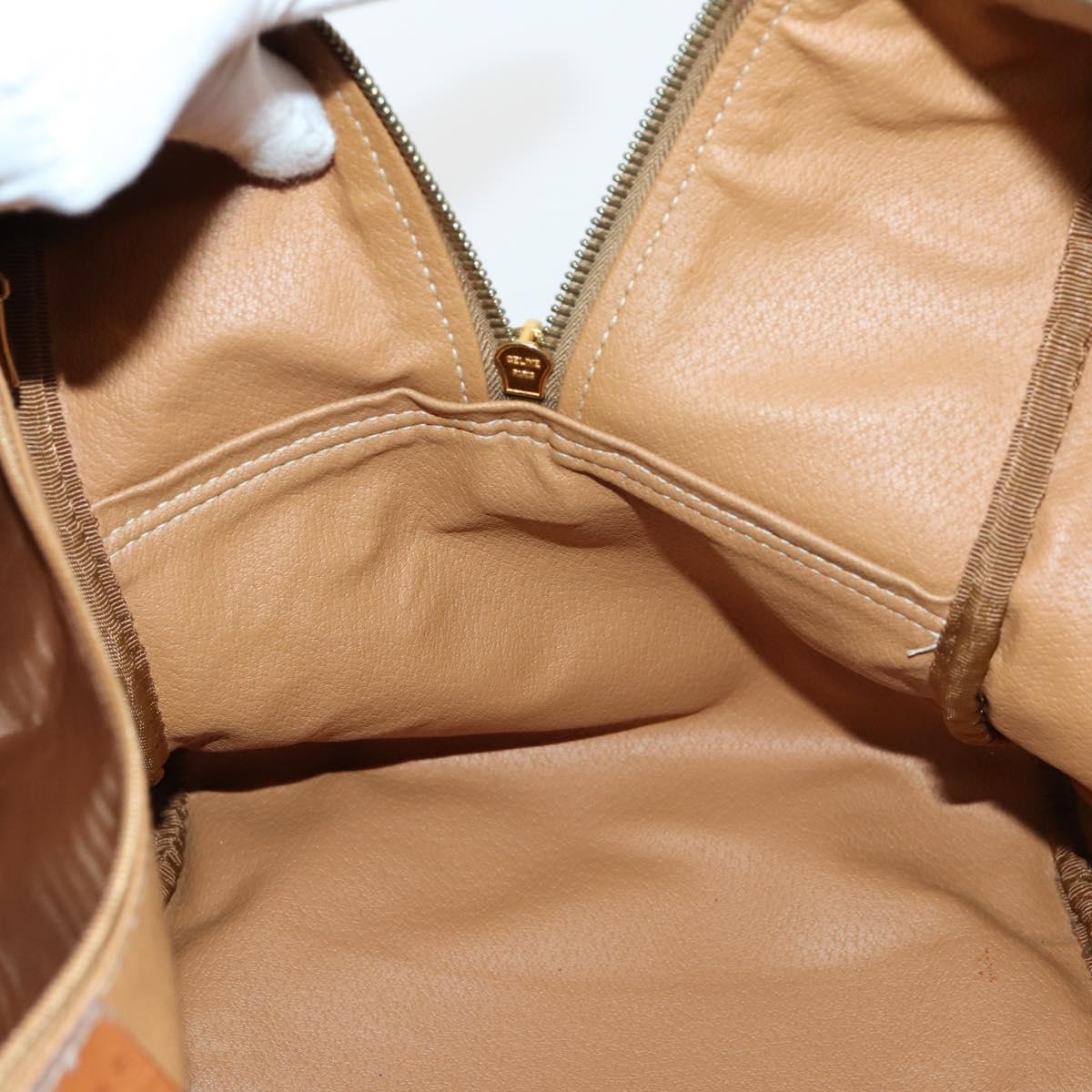 CELINE Macadam Canvas Boston Bag PVC 2way Brown Gold Auth 152179