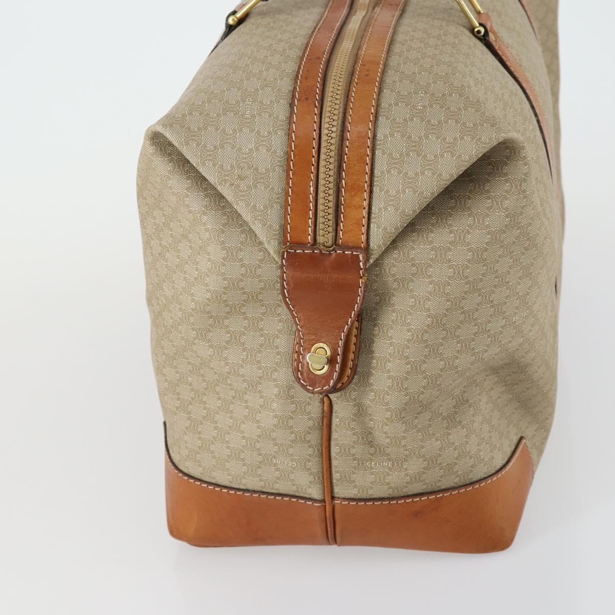CELINE Macadam Canvas Boston Bag PVC Beige Gold Auth 152180