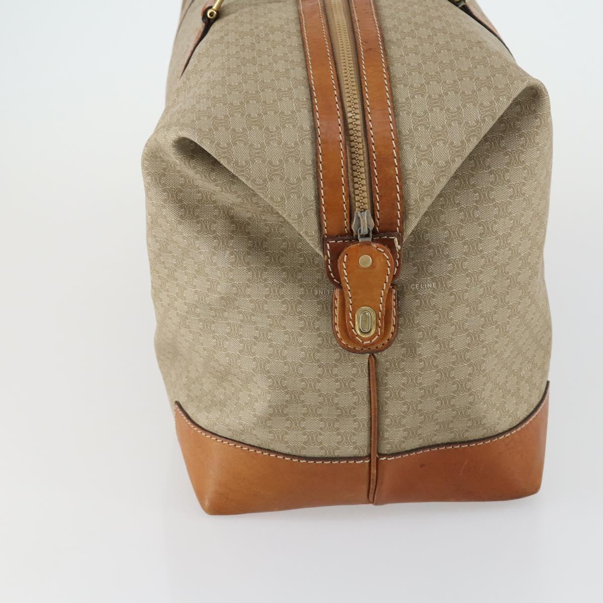 CELINE Macadam Canvas Boston Bag PVC Beige Gold Auth 152180
