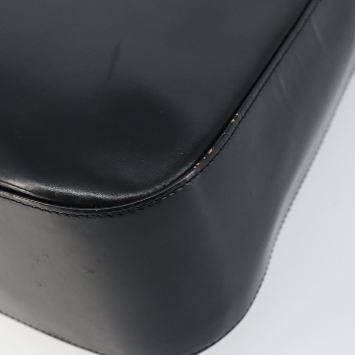 Christian Dior Shoulder Bag Leather Black Gold Auth 152185