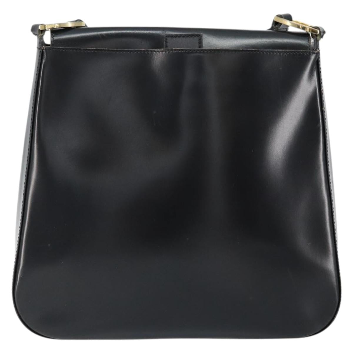 Christian Dior Shoulder Bag Leather Black Gold Auth 152185
