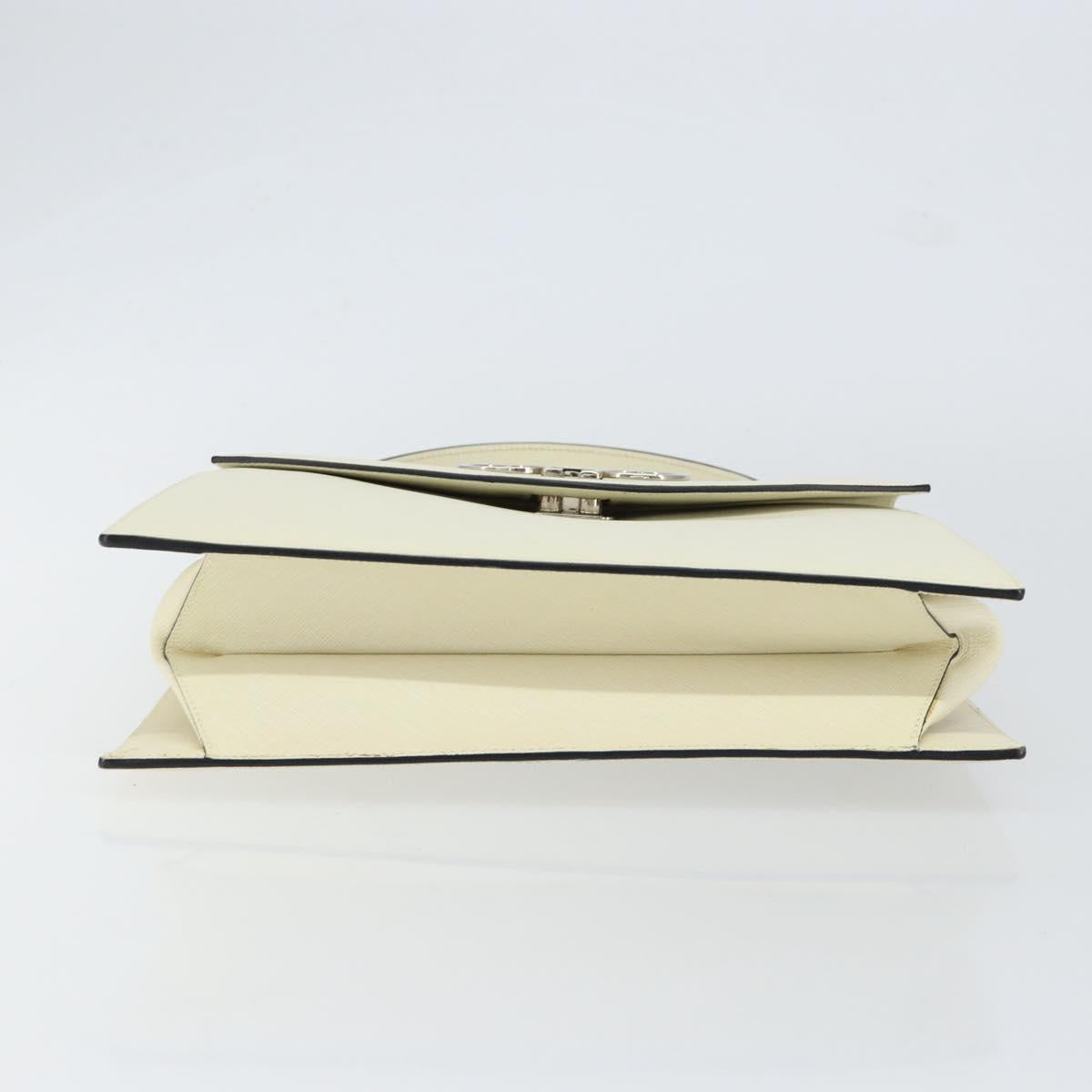 Salvatore Ferragamo Hand Bag Leather White Silver Auth 152186