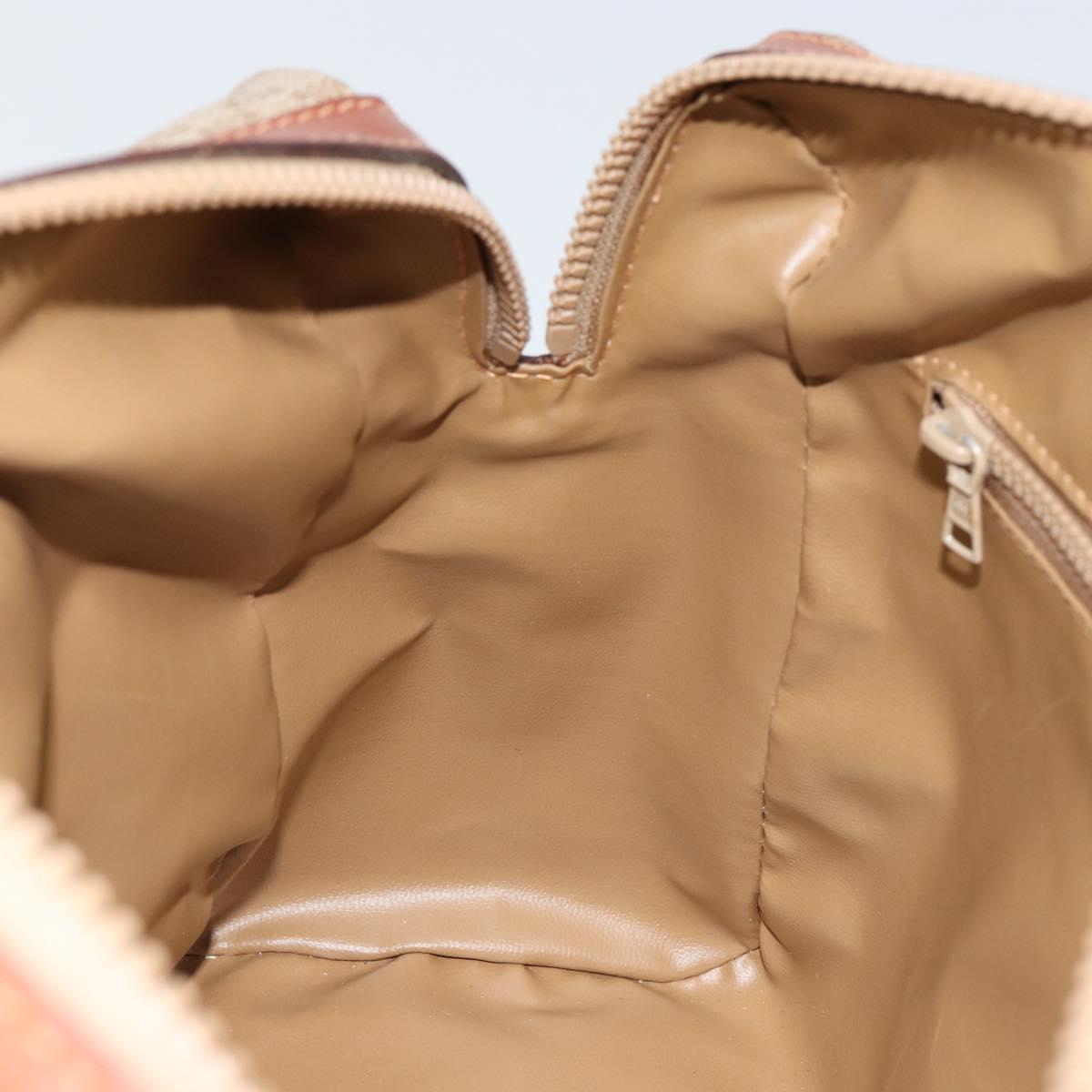 CELINE Macadam Canvas Hand Bag PVC Leather Beige Gold Auth 152189