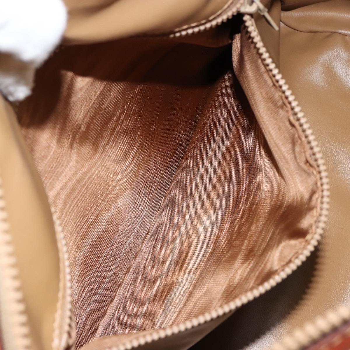 CELINE Macadam Canvas Hand Bag PVC Leather Beige Gold Auth 152189