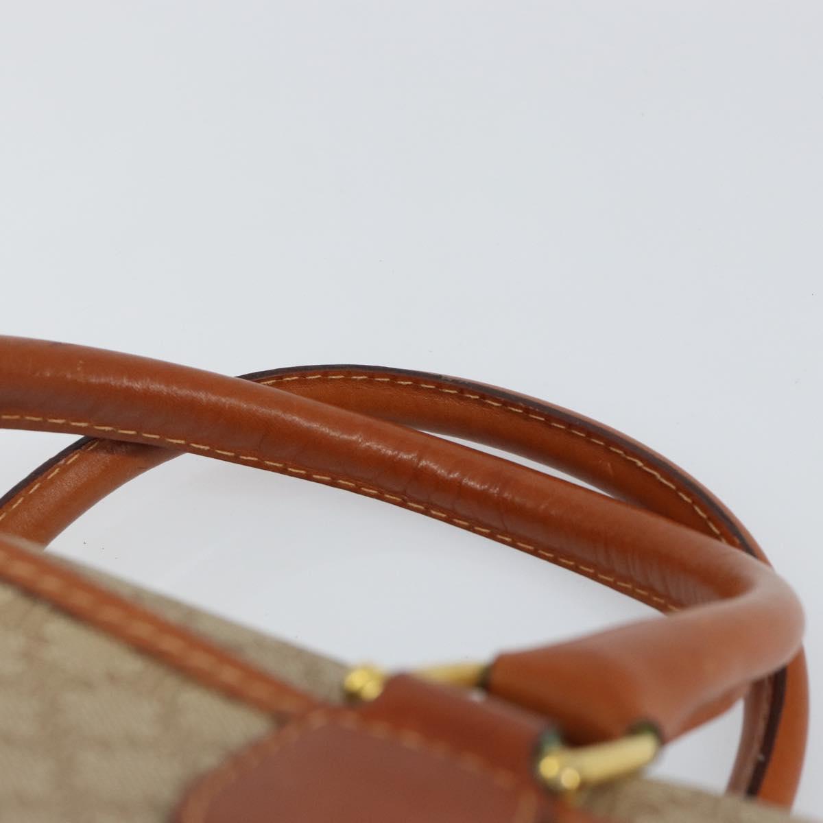 CELINE Macadam Canvas Hand Bag PVC Leather Beige Gold Auth 152189