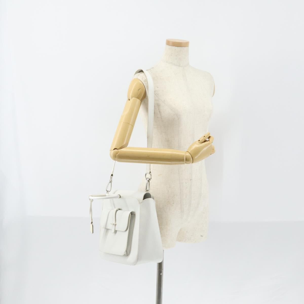 GUCCI Hand Bag Leather 2way White 000 2058 0307 5 Auth 152204