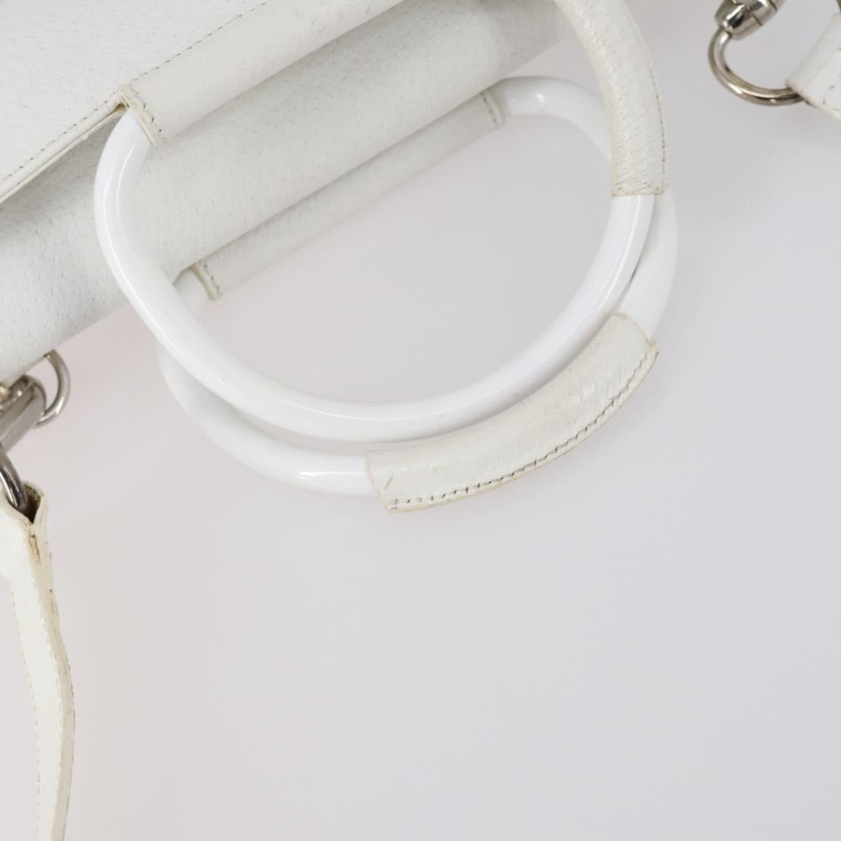 GUCCI Hand Bag Leather 2way White 000 2058 0307 5 Auth 152204