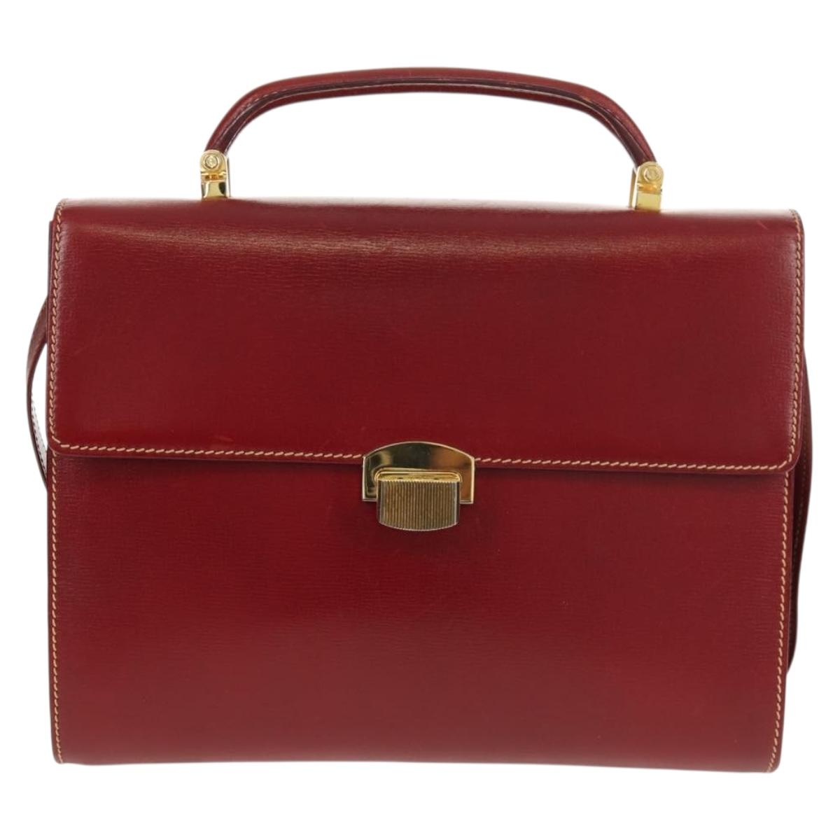 LOEWE Shoulder Bag Leather 2way Red Gold Auth 152205