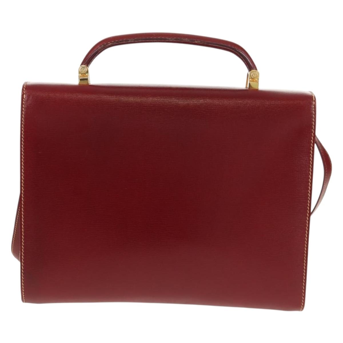 LOEWE Shoulder Bag Leather 2way Red Gold Auth 152205