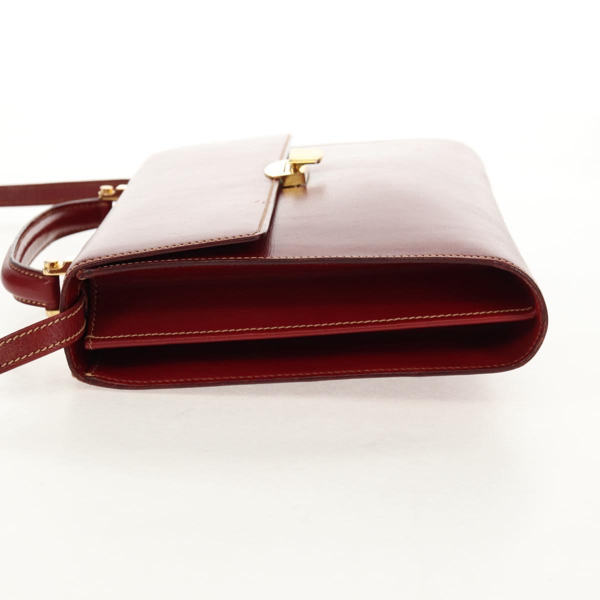 LOEWE Shoulder Bag Leather 2way Red Gold Auth 152205