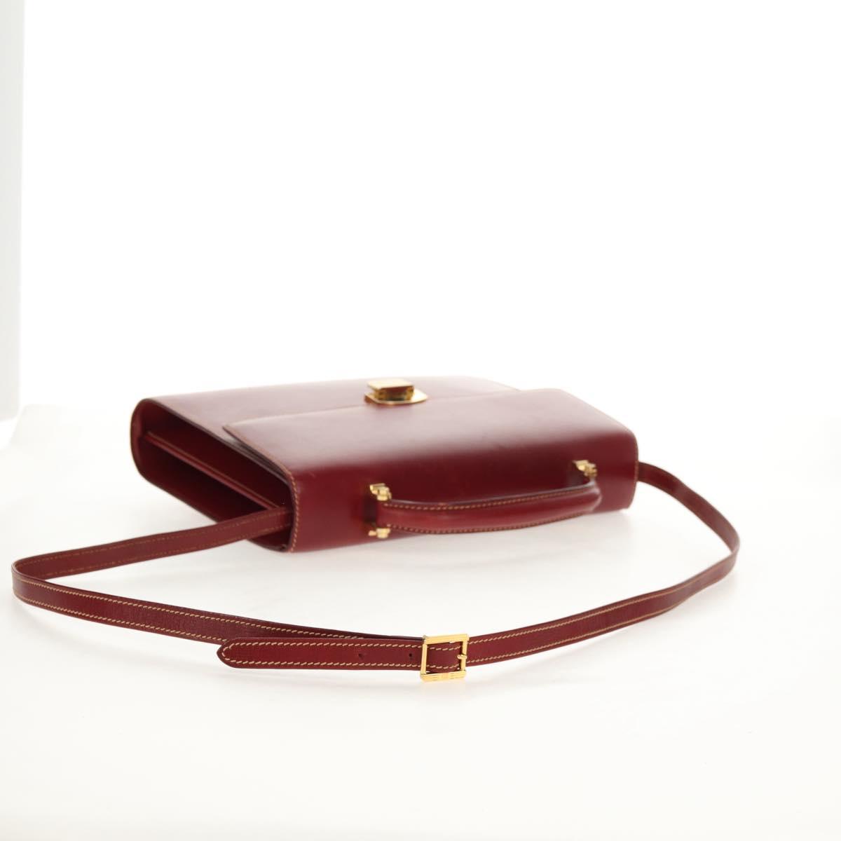 LOEWE Shoulder Bag Leather 2way Red Gold Auth 152205