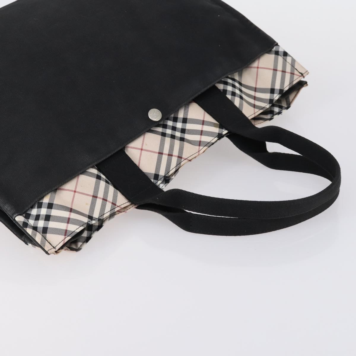 BVLGARI Burberry Nova Check Tote Bag Nylon Canvas 2 Set Black Beige Auth 152213