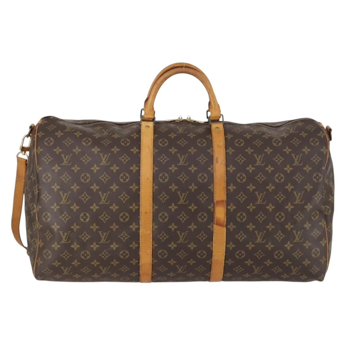 LOUIS VUITTON Monogram Keepall Bandouliere 60 Boston Bag M41412 LV Auth 152215
