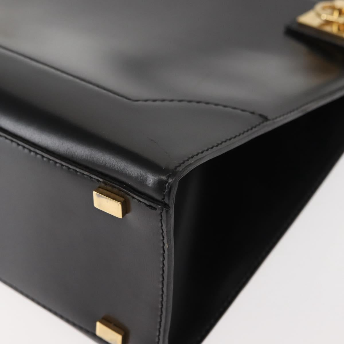 CELINE Tote Bag Leather Black Gold Auth 152229