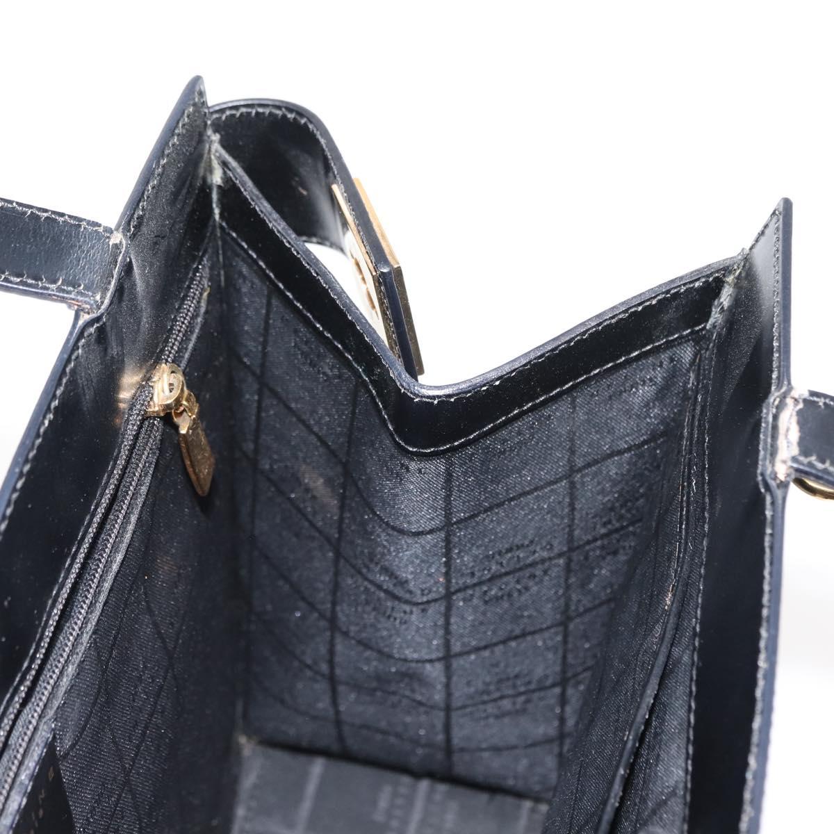 CELINE Tote Bag Leather Black Gold Auth 152229