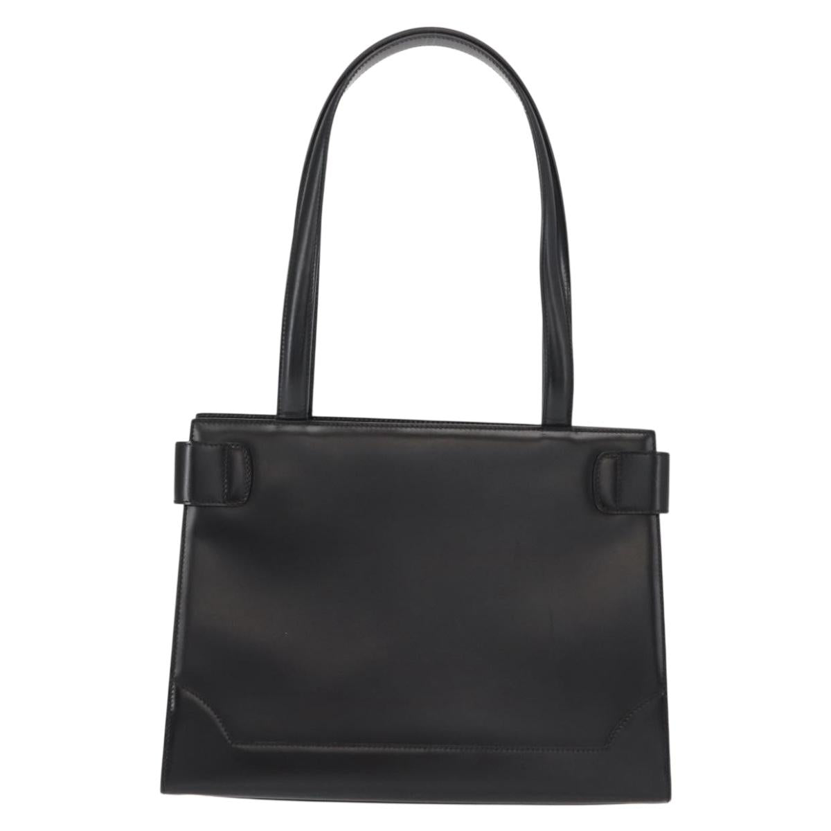 CELINE Tote Bag Leather Black Gold Auth 152229
