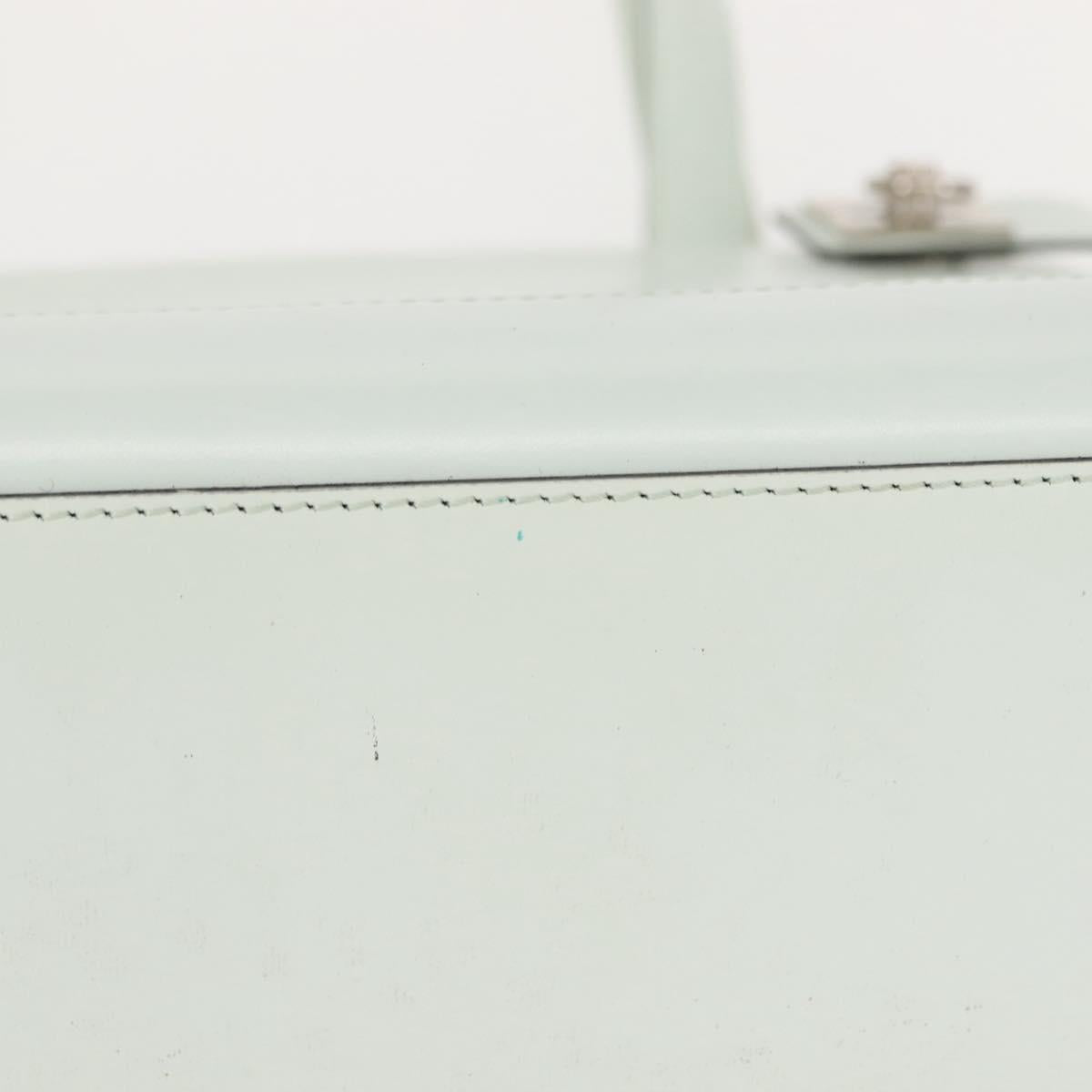 CELINE Tote Bag Leather Silver White Auth 152230