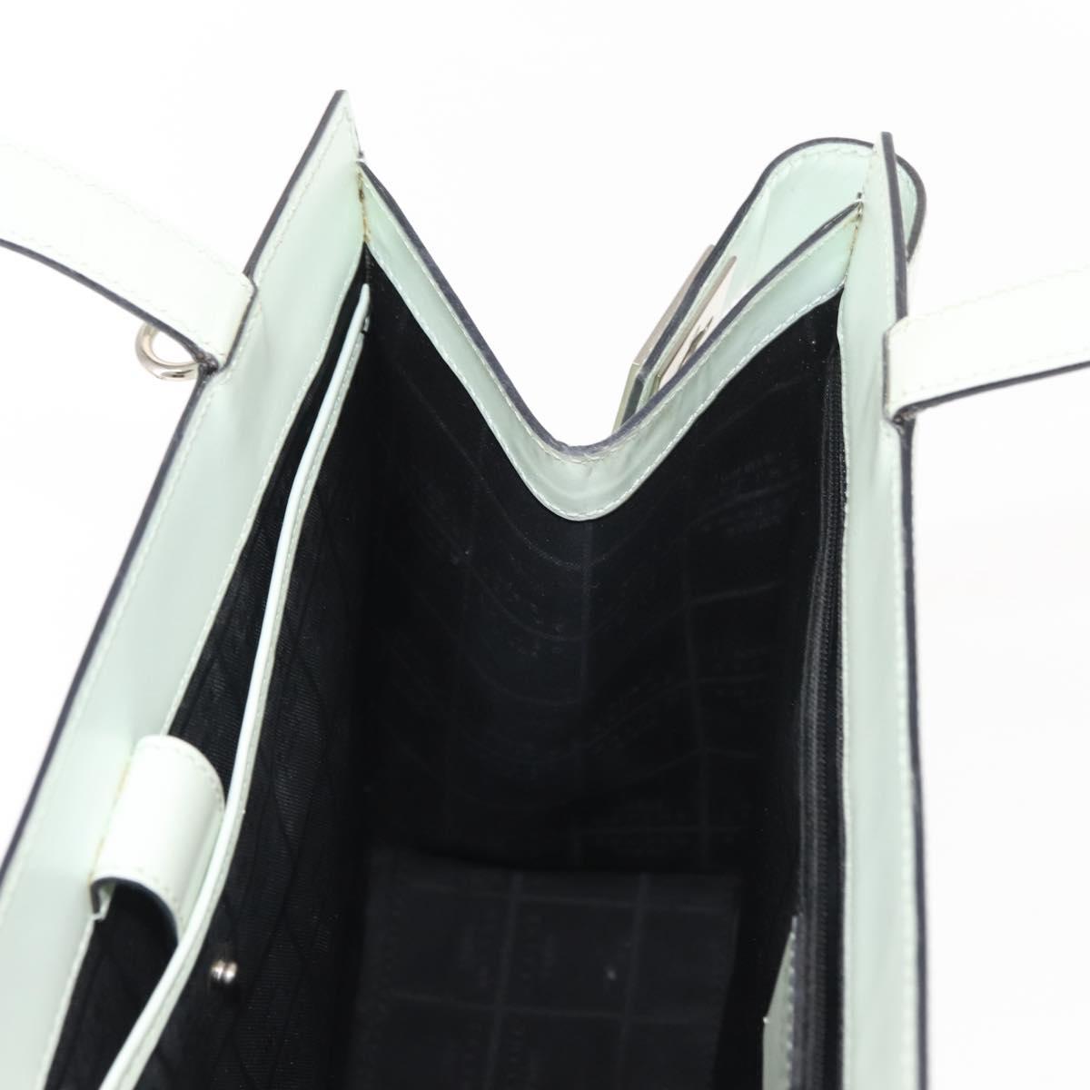 CELINE Tote Bag Leather Silver White Auth 152230