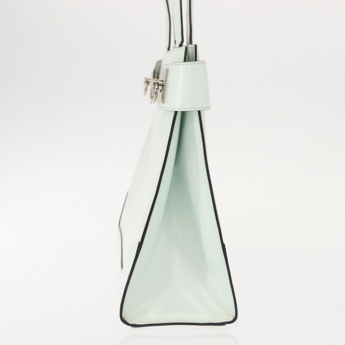 CELINE Tote Bag Leather Silver White Auth 152230