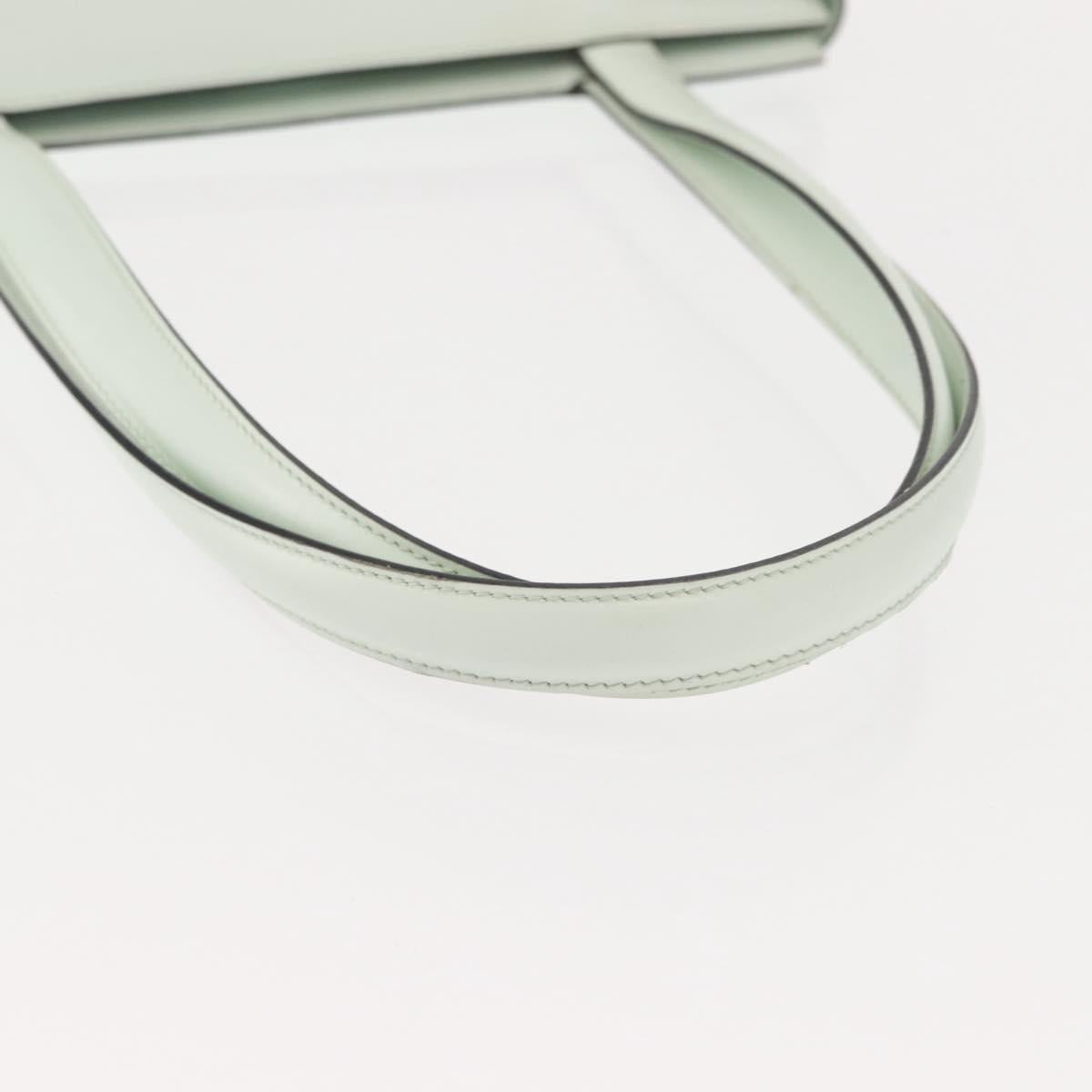 CELINE Tote Bag Leather Silver White Auth 152230