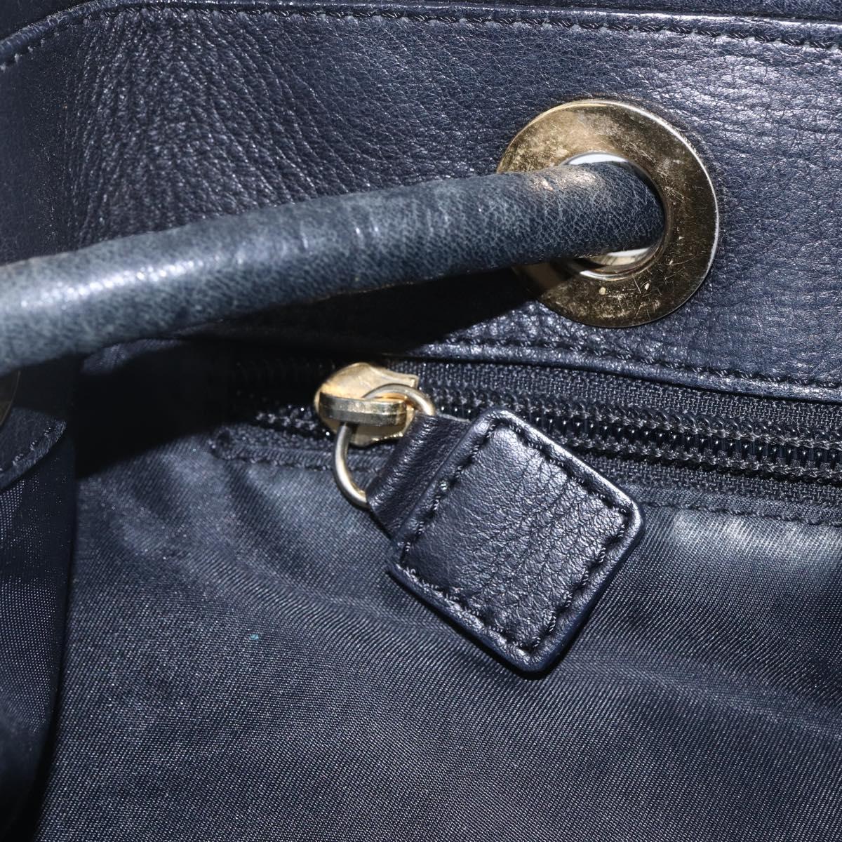 CELINE Shoulder Bag Nylon Black Gold Auth 152231