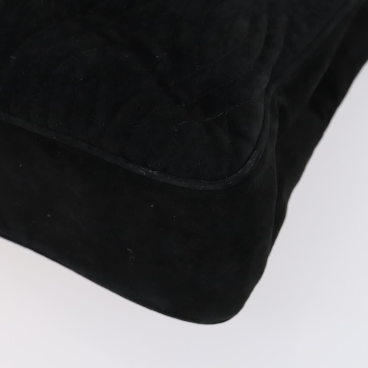 FENDI Spiral Pasta Shoulder Bag Suede Black Gold Auth 152232