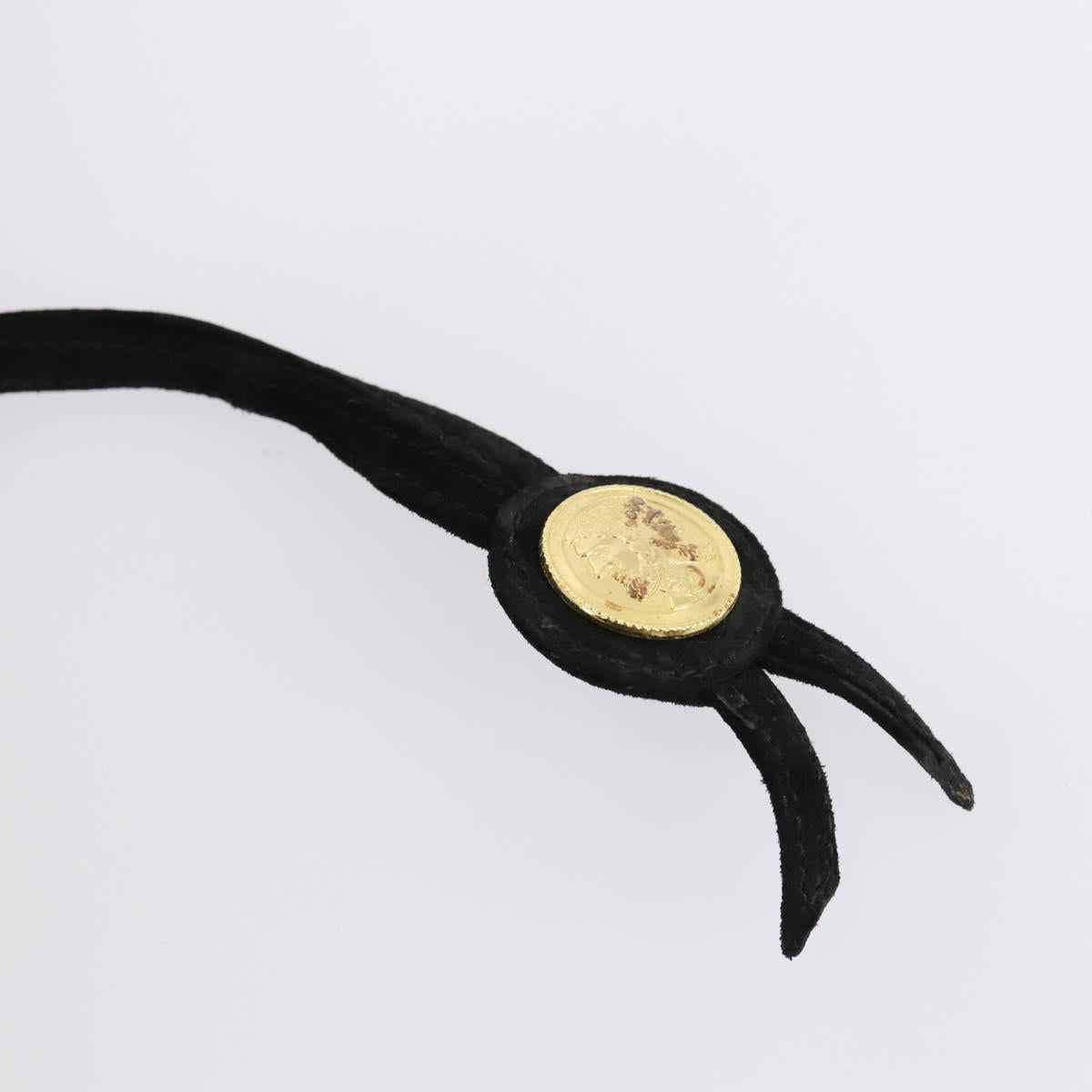 FENDI Spiral Pasta Shoulder Bag Suede Black Gold Auth 152232