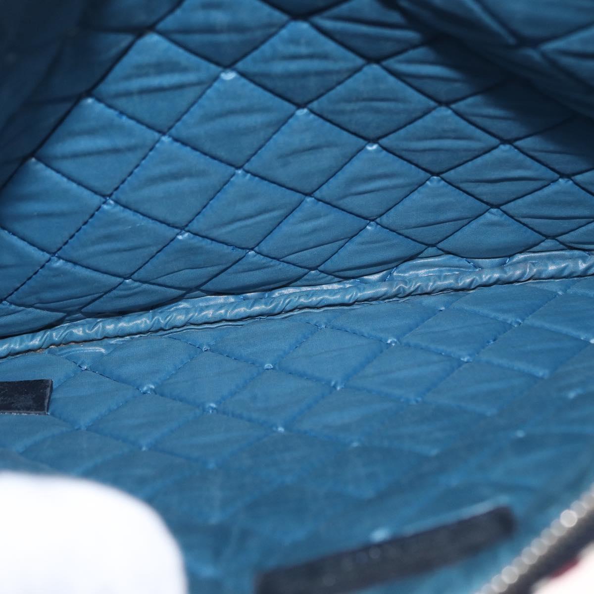 CHANEL COCO Mark Floral Clutch Bag Nylon Black Silver CC Auth 152233