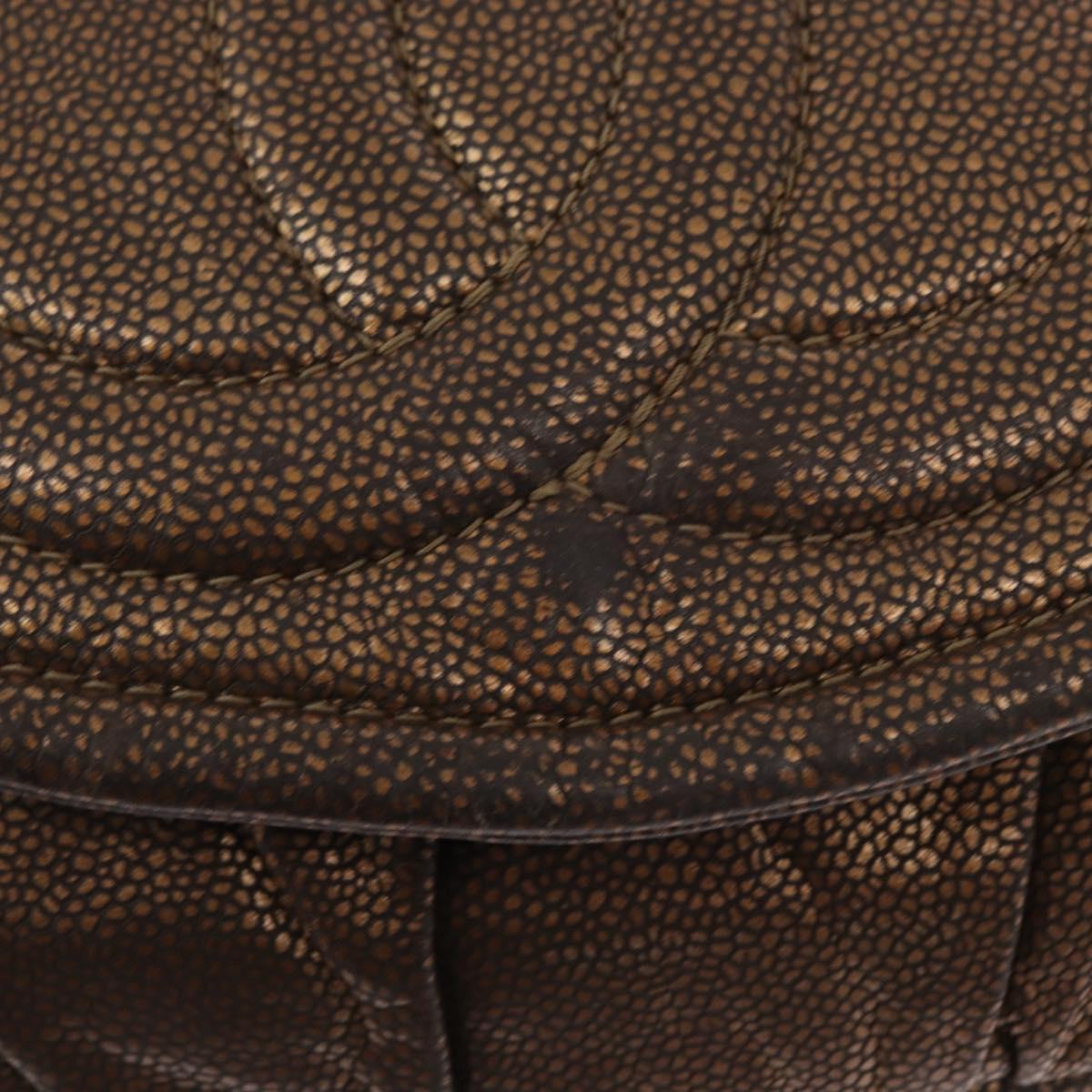 CHANEL Chain Shoulder Bag Caviar Skin Brown Silver CC Auth 152234