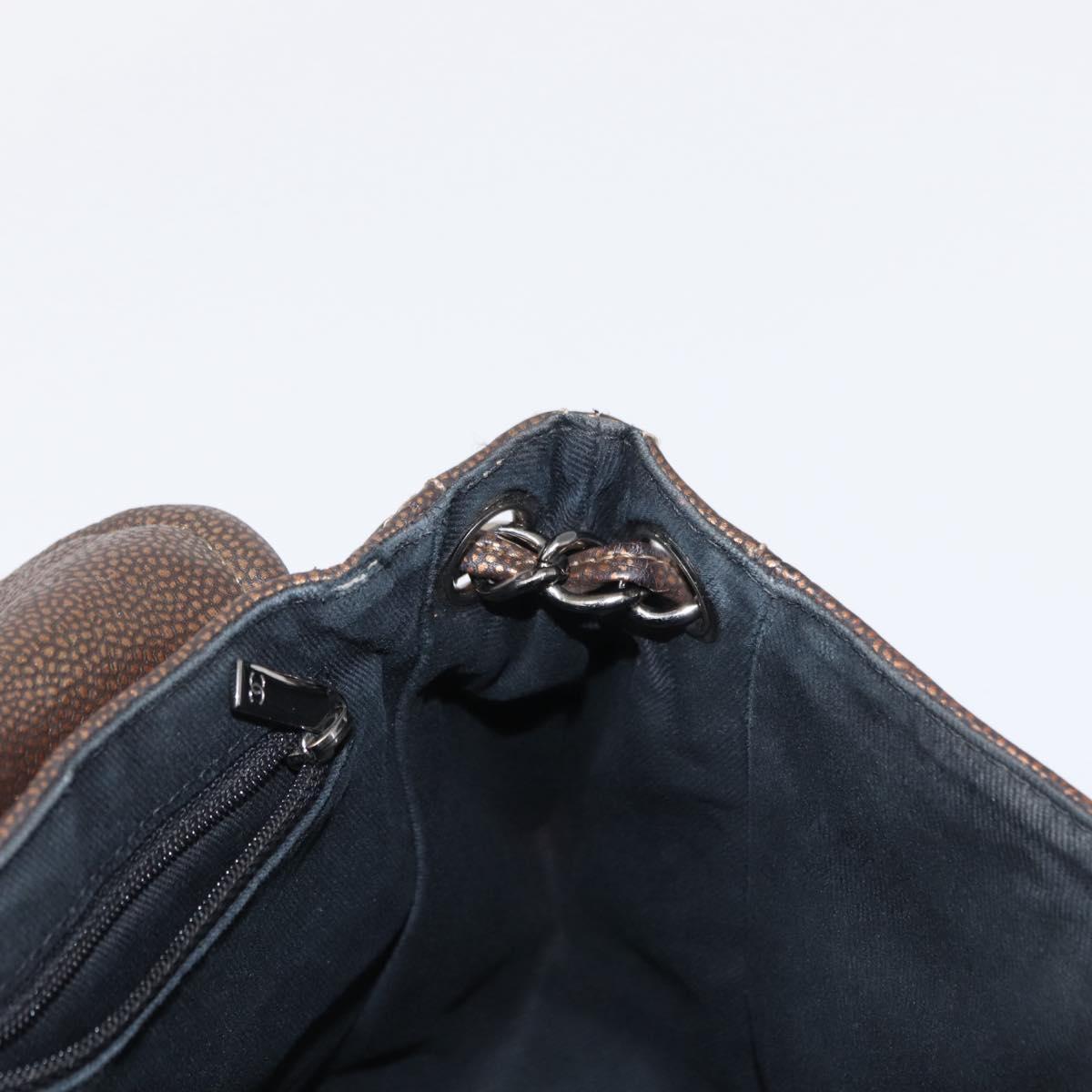 CHANEL Chain Shoulder Bag Caviar Skin Brown Silver CC Auth 152234