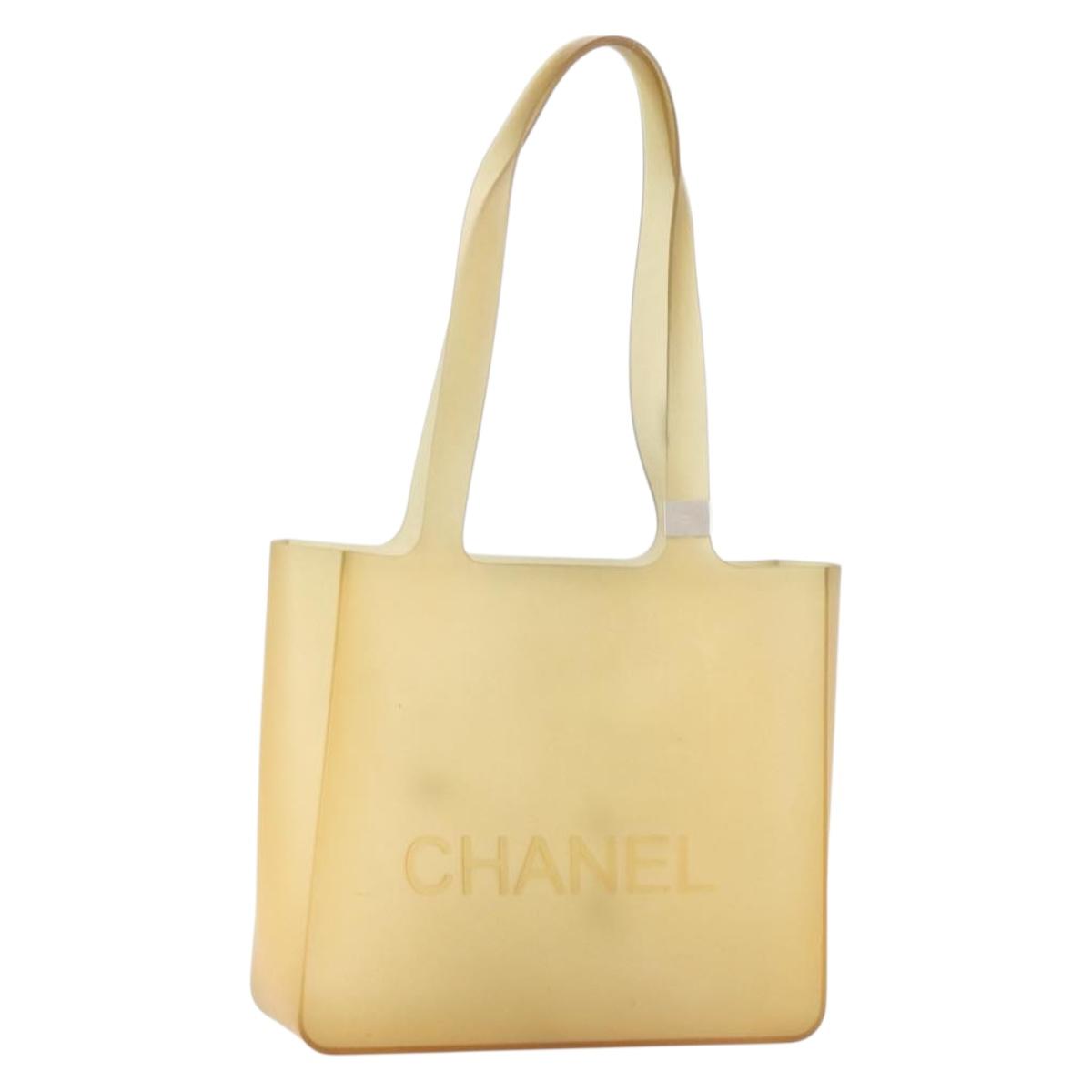 CHANEL Tote Bag Rubber Beige CC Auth 152235