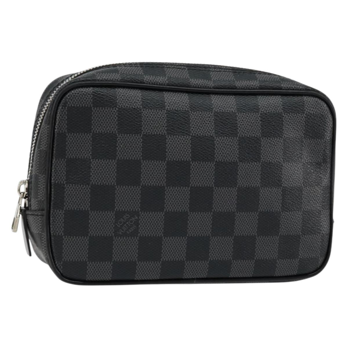 LOUIS VUITTON Damier Graphite Trousse Toilette PM Clutch Bag N47522 Auth 152238