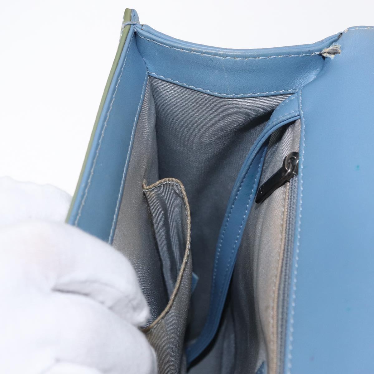 CHANEL Chain Boy Chanel Shoulder Bag Patent leather Green Blue CC Auth 152239